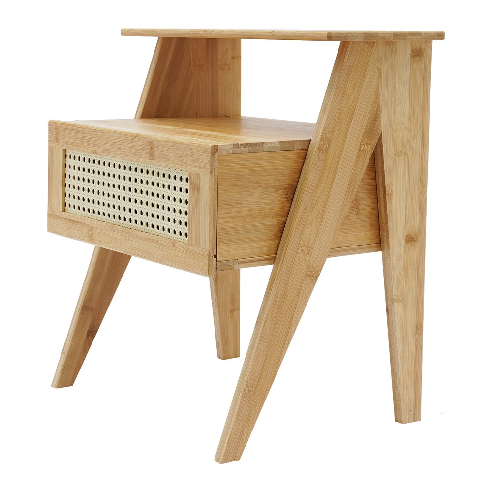 Bamboo Nightstand, End Table with Drawer, Bedside Table Sofa Side for Bedroom