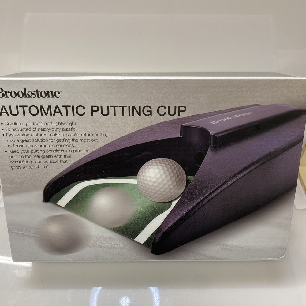 Brookstone Automatic Putting Cup Golf Ball Return Trainer Practice Aid -Open Box