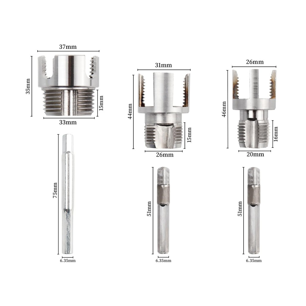 3Pcs Integrated Internal & External Pipe Threading Tool, DualFunction Pipe Th...