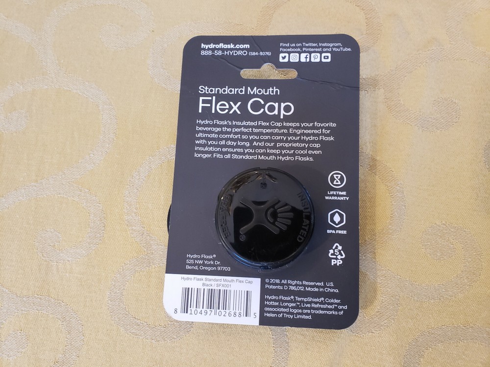 NEW Hydro Flask Black Standard Mouth Flex Cap