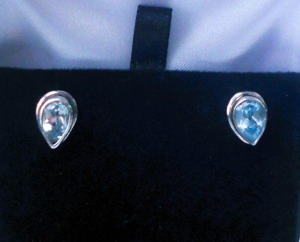 Handmade Sterling Silver Blue Topaz Stud Earrings