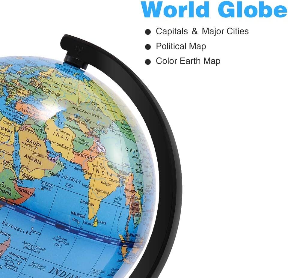 4'' World Globe for Kids Learning, Educational Rotating World Map Globes Mini...