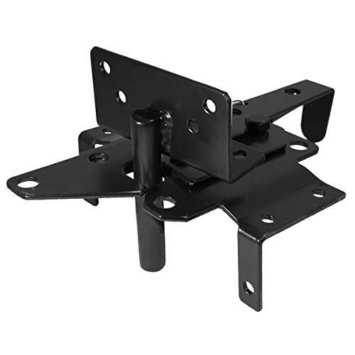 Self-Locking Gate Latch Heavy Duty Post Mount Automatic Gravity Lever Black
