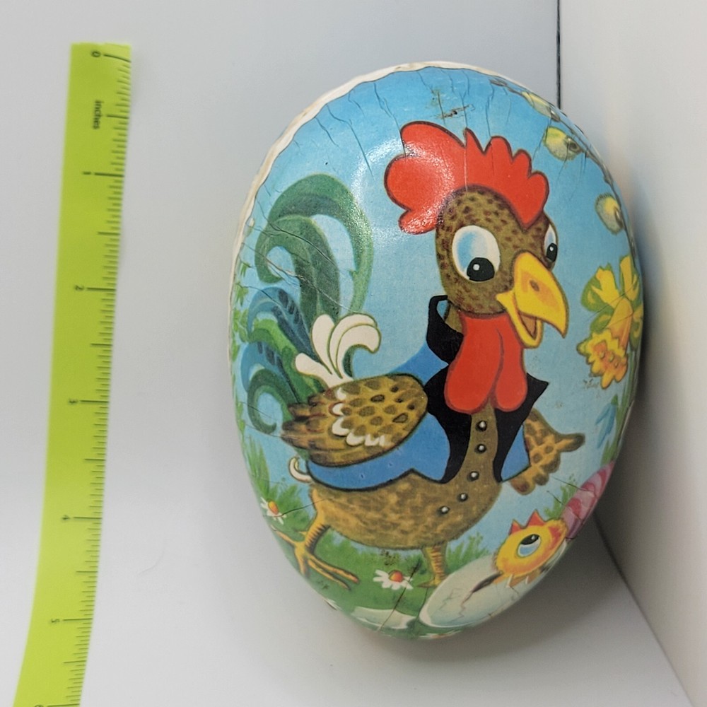 Rooster Paper Mache Egg Candy Container Made in German Democratic Rep Easter