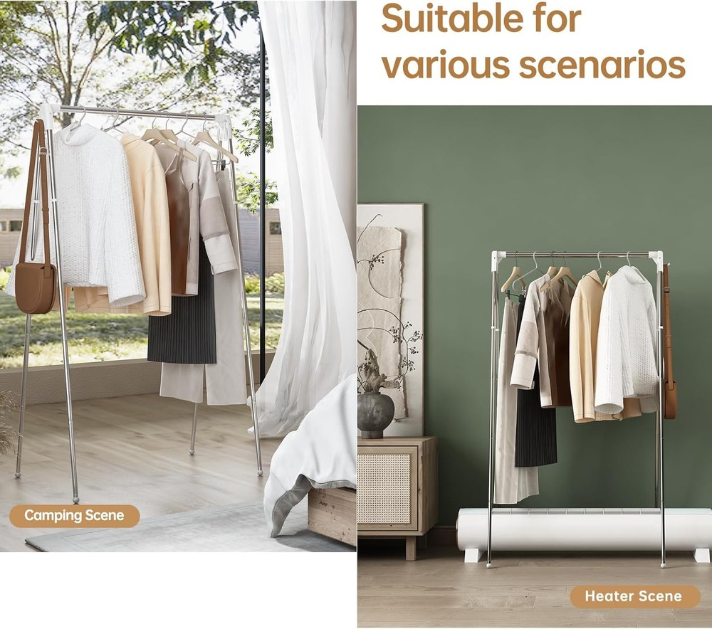 Foldable Stainless Steel Clothes Drying Rack - Portable, Collapsible Design