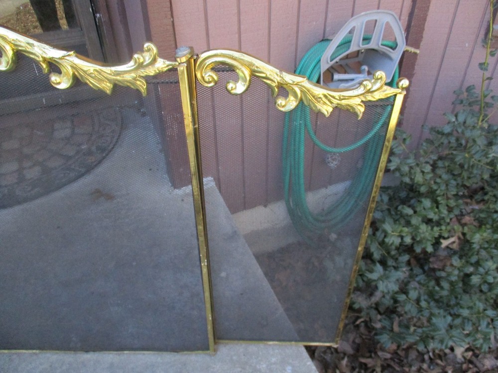 vintage 3 panel fireplace screen brass 32t"x50"w