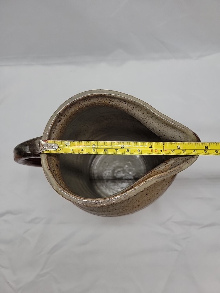 Unique Vintage Hand Thrown Pitcher Signed Salt Glaze