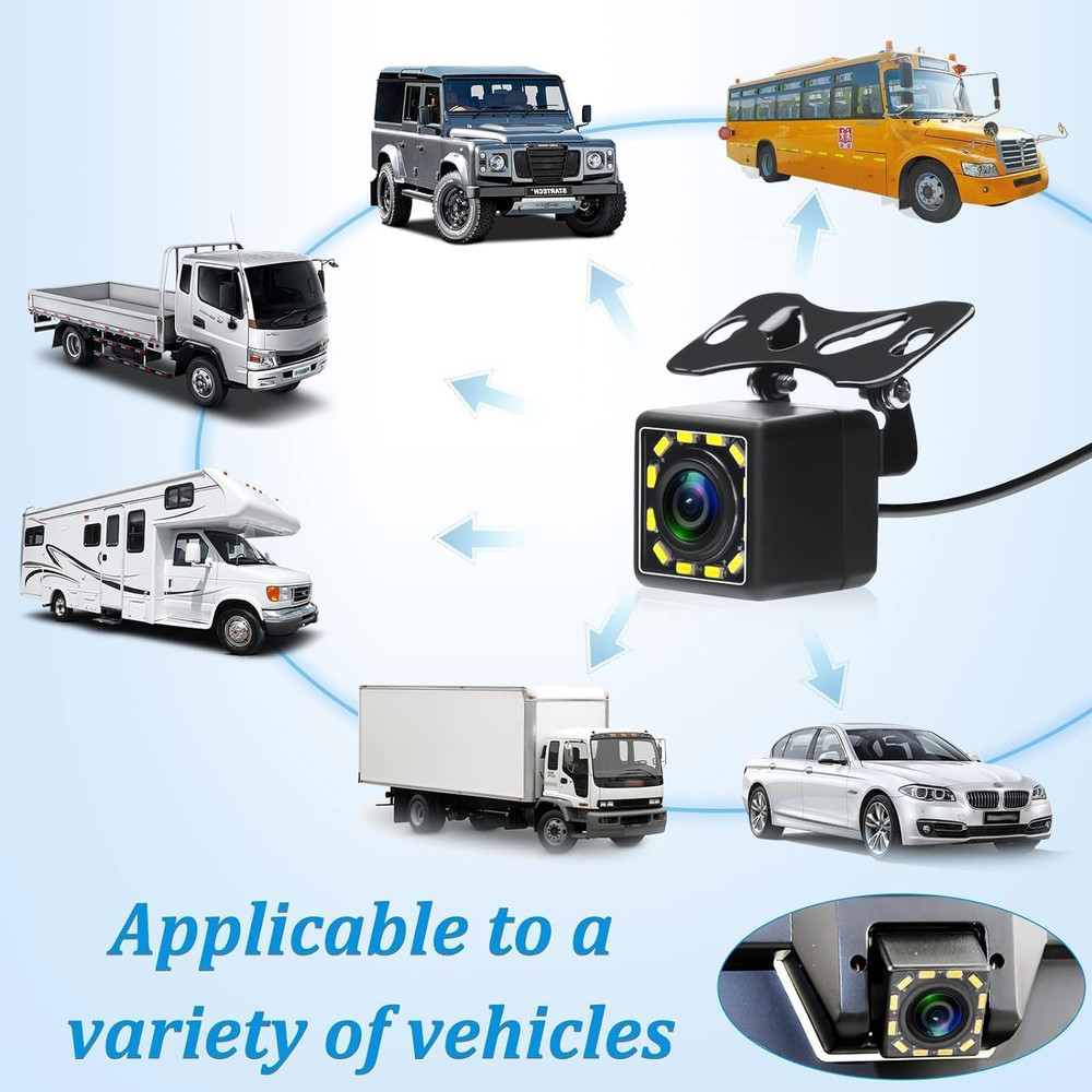 Car Backup Camera Rear View Camera 12-LED Night Vision Waterproof Reverse Camera