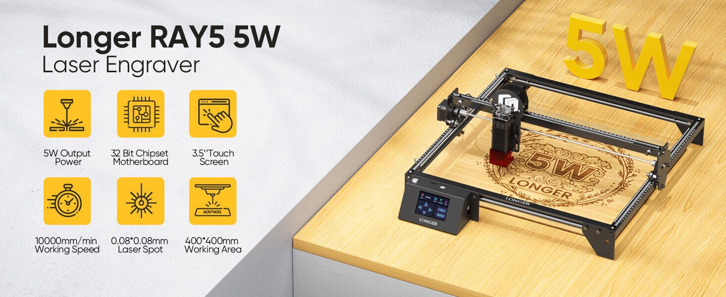 60W Laser Engraver 10000mm/min High Precision Laser Engrave Longer Ray5 5W