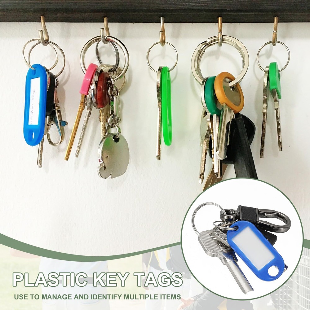Plastic Key Tags with Split Ring Label Window Identifiers Keychain Tags, 4.7x...