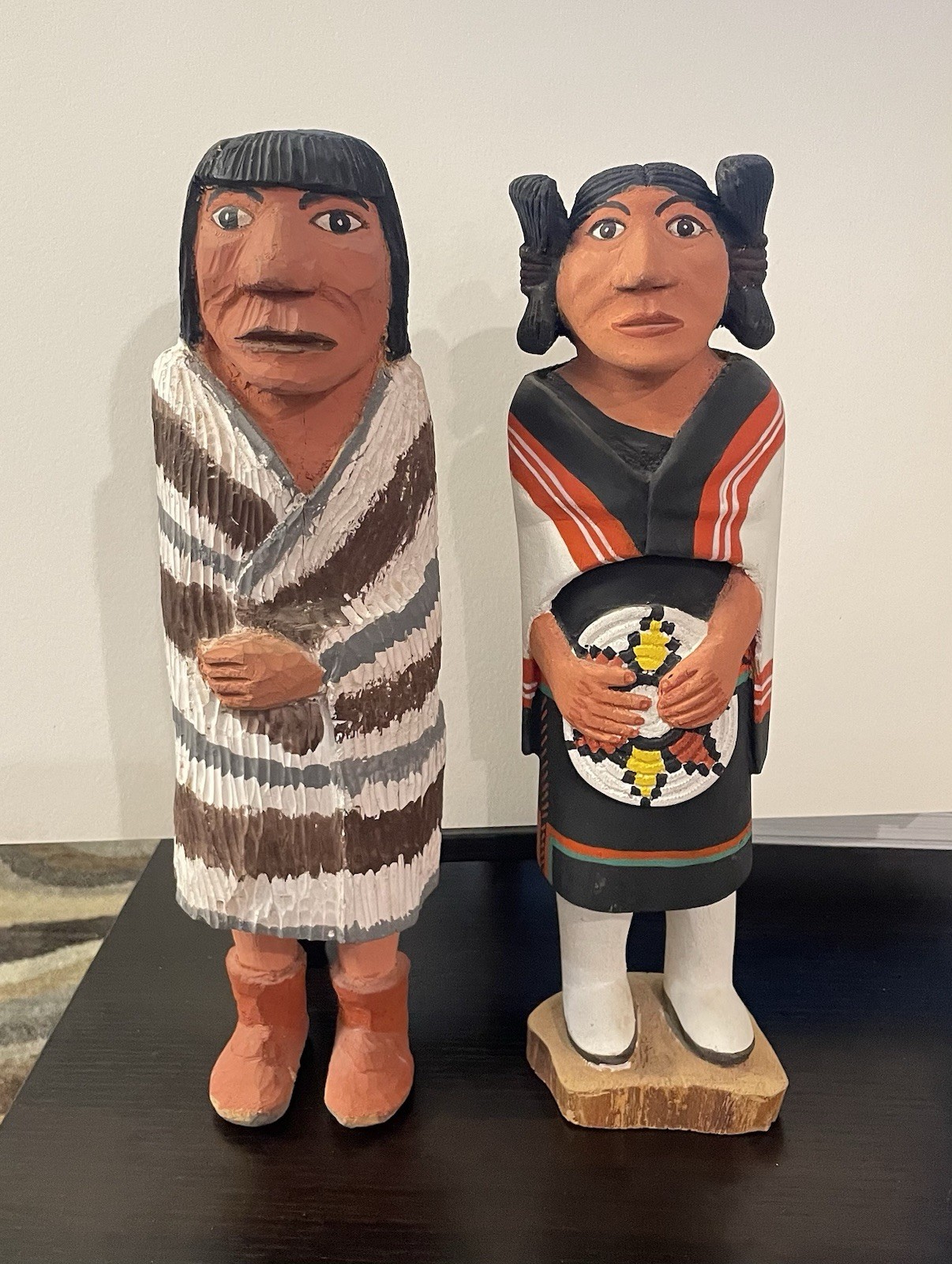 Vintage R.S. Pentewa Kachina Doll Pair, Hopi, Signed
