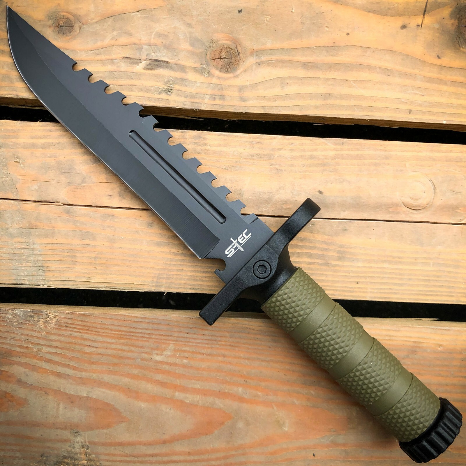 12.5" MILITARY Hunting FIXED BLADE SURVIVAL Knife w Fire Starter + Sheath