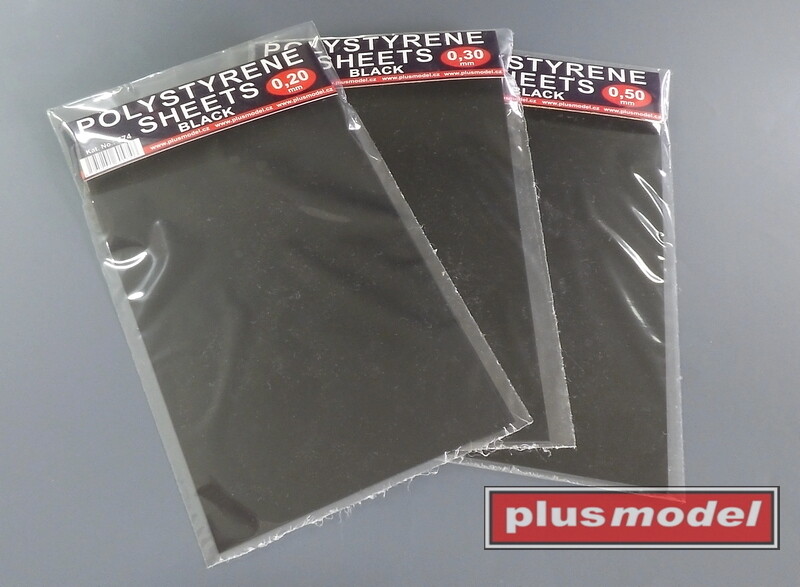 Plus Model Plastic Plates Black 0.3mm Thickness (2pcs, 110x190mm)
