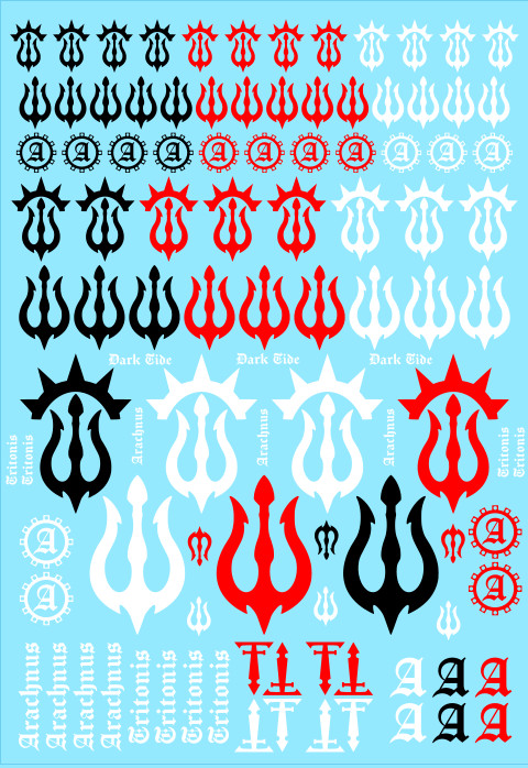 A4 - Dark Tridents Full Scale 28mm Titans Transfer Sheet
