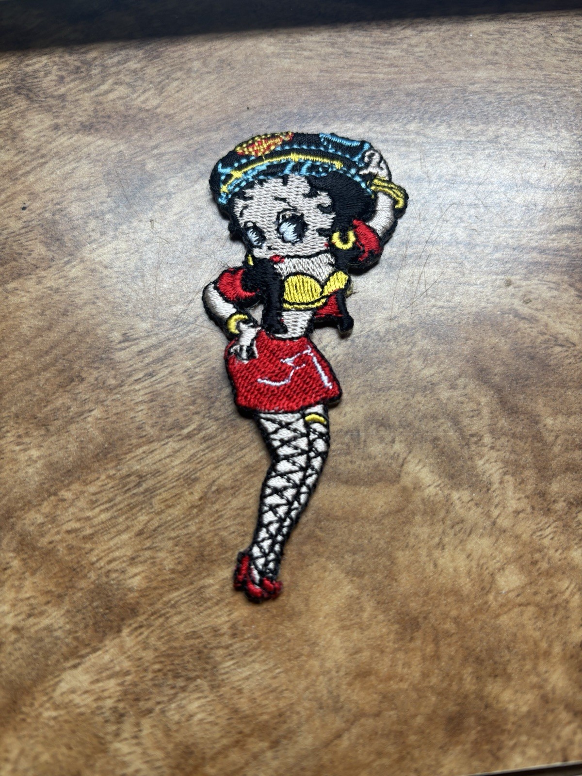 Betty Boop cartoon EMBROIDERED PATCH rare 90s Vtg Hat 3” Iron On Motorcycle