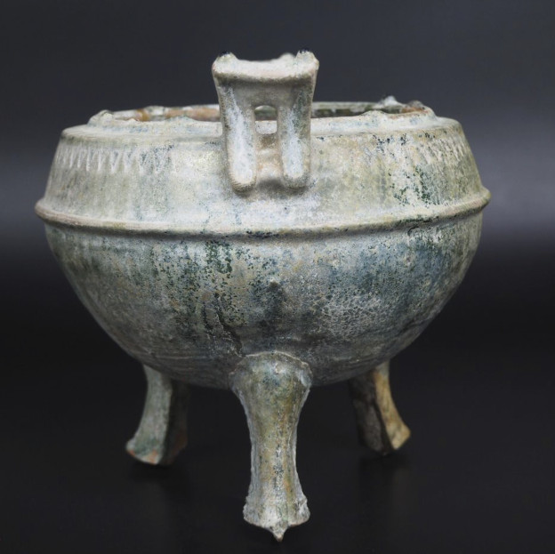 Chinese Han Dynasty Style Green Glazed Tripod Incense Burner Mingqi 17.6cm