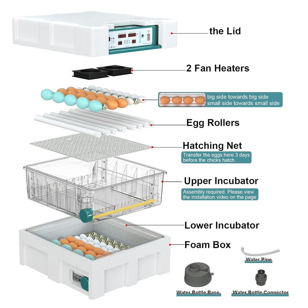 Chalixion Incubators for Hatching Eggs 120, Chicken Egg Incubator with Automatic