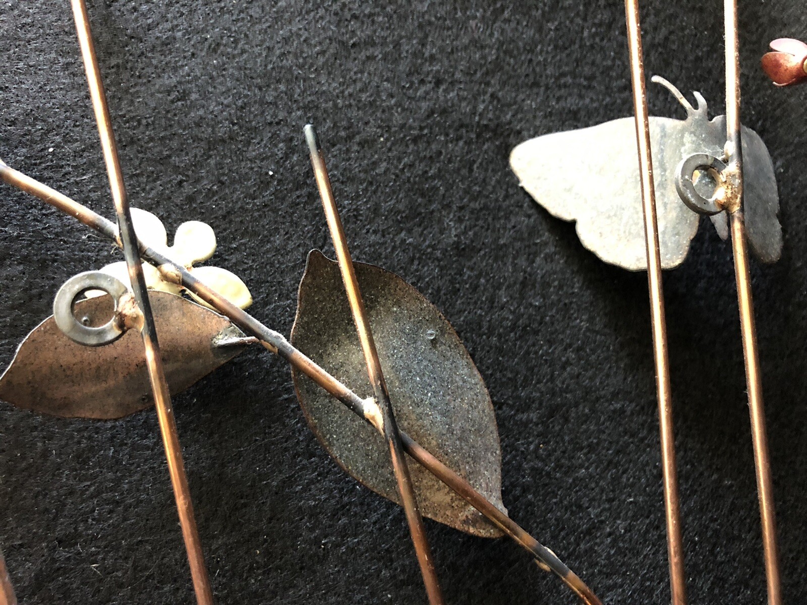 Lovely BUTTERFLY  FLOWER WALL SCULPTURE Bovano of Cheshire Copper Enamel Metal