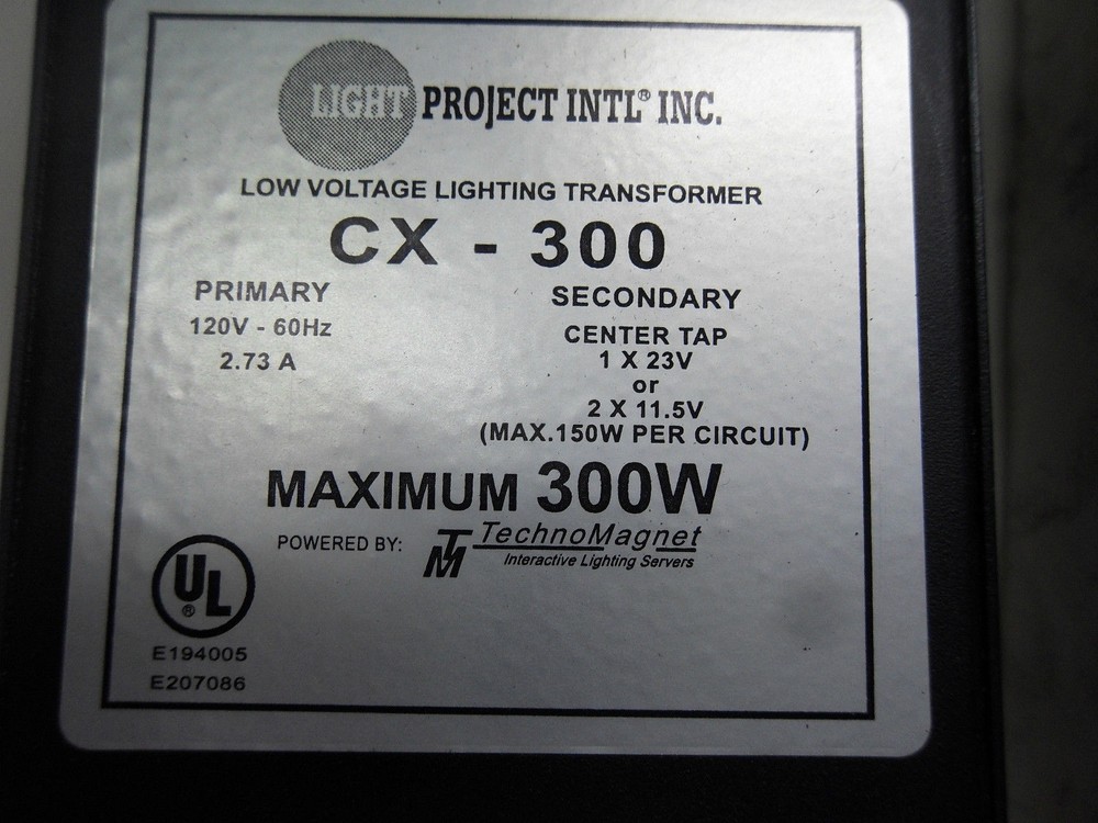 Light Project Intel CX-300 Lighting Transformer