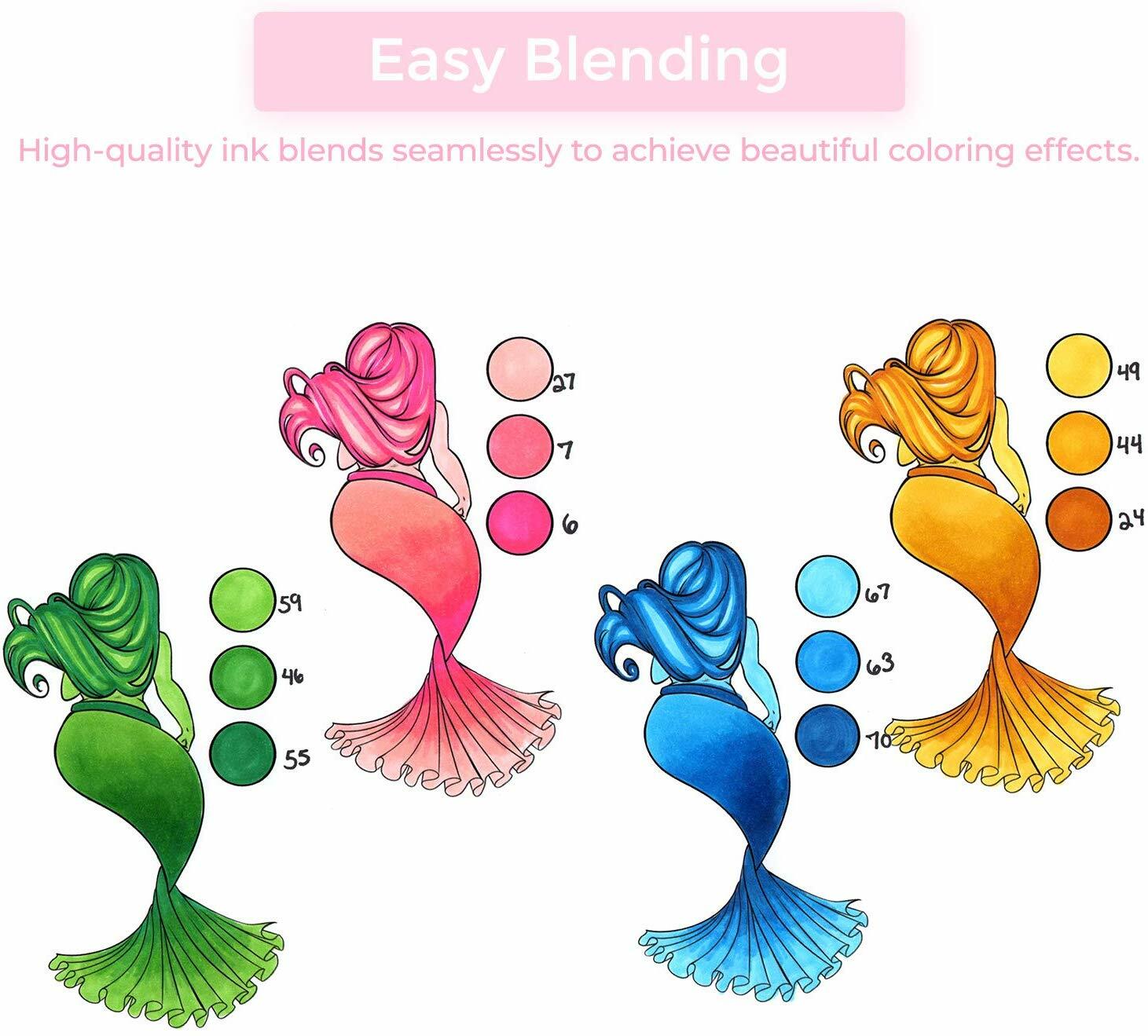 Ohuhu 100 Colors Dual Tip Art Markers, Permanent Marker Pens Highlighters