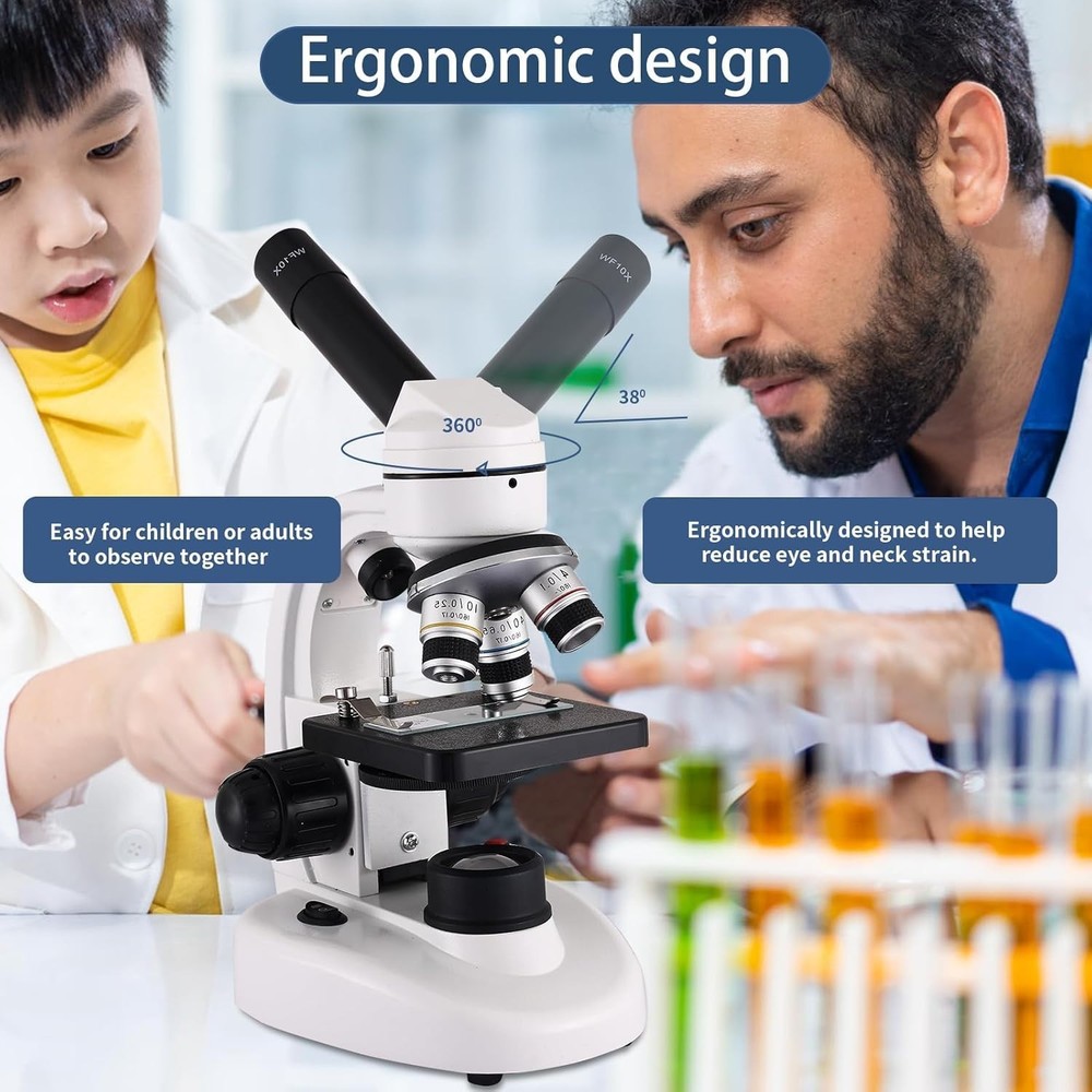 Compound Microscope 2500x WF10x WF25x LED Metal Frame - NIB
