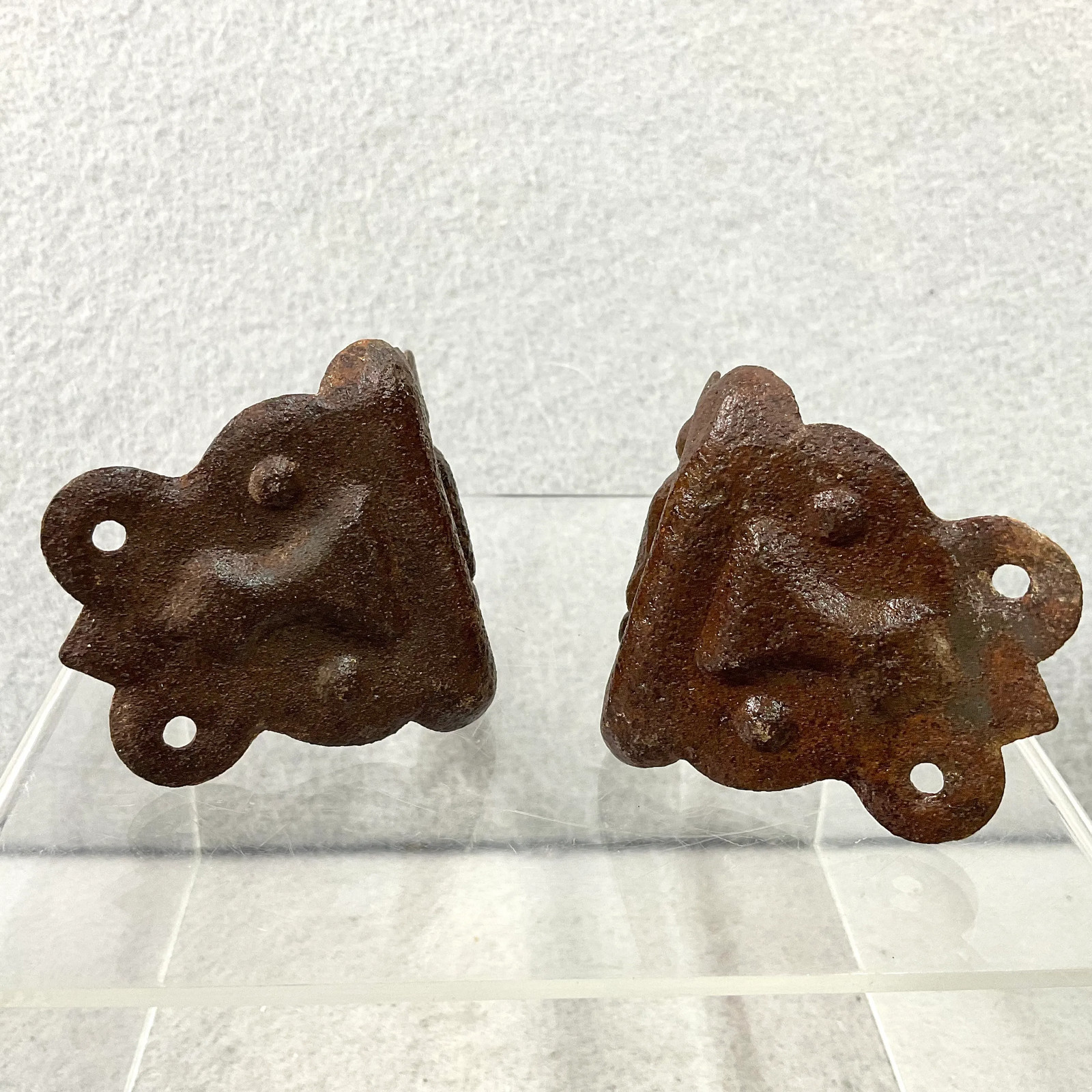 Vintage Cast Iron Corner Braces Protectors Hardware Furniture Trunk Lot of 8