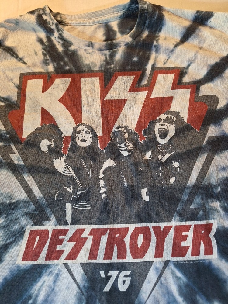Kiss Destroyer 1976 Collectible Tye Dye T Shirt Size L Gene Paul Ace And Peter