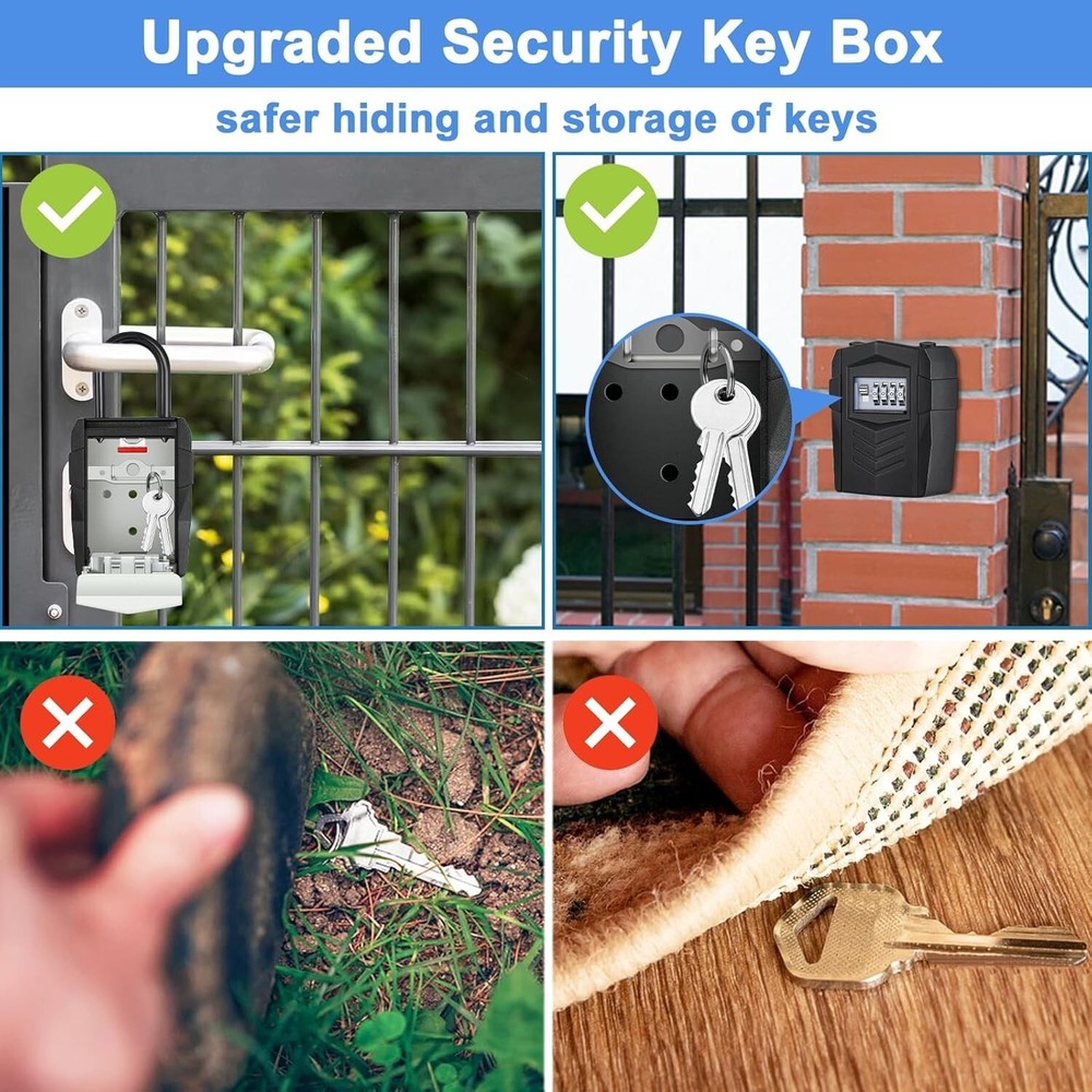 Secure Waterproof Key Lock Box with Double Hook - Perfect for Realtors
