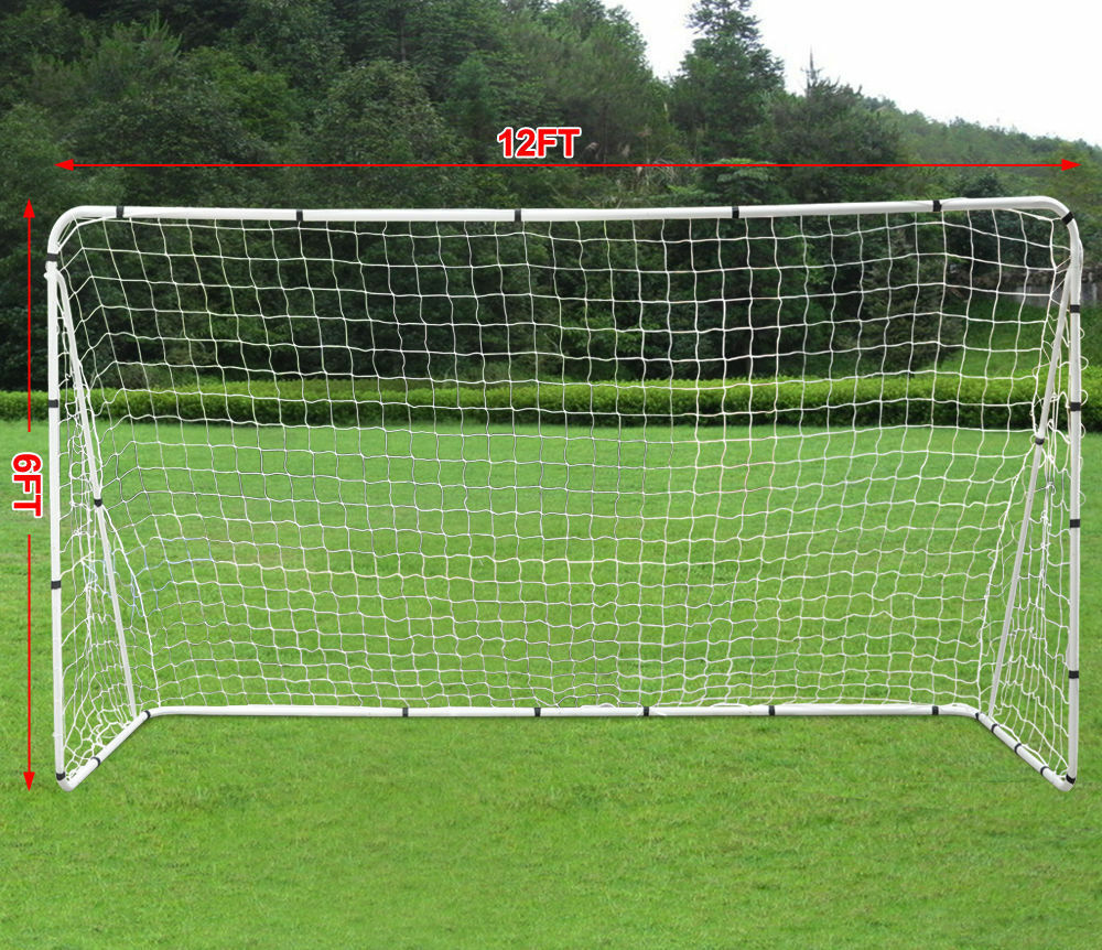 Portable Goal Soccer Steel Frame 12' x 6' Football Net Quick Ball Sport Training