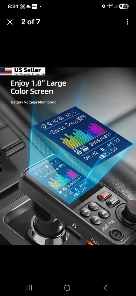 Nulaxy KM30 Bluetooth Car Adapter, FM Transmitter with 1.8" Small, Black