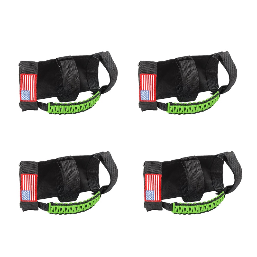 Black & Green Roll Bar Grip Grab Pull Handles Kit For Jeep Wrangler TJ JK JL JT