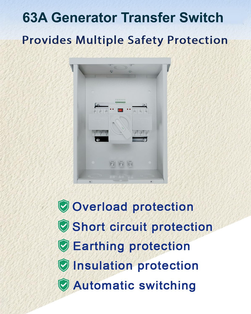 63A Automatic Transfer Switch for Generator, 3P, 120/240V Dual Power Generator T