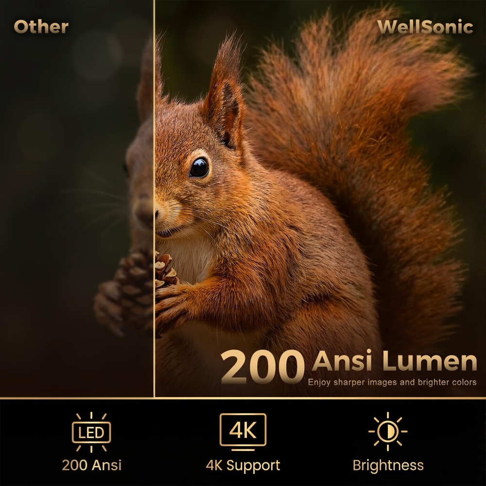 Mini Projector with Wifi and Bluetooth, 4K Protable Projector Build-in Androi...