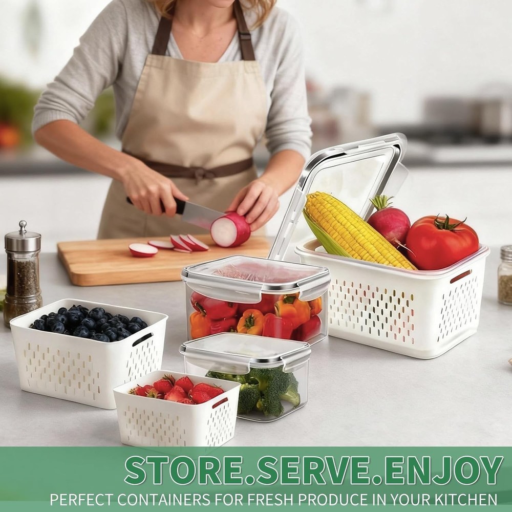 3 Pcs Fruit Containers for Fridge, Strawberry Storage Containers for Fridge, Foo