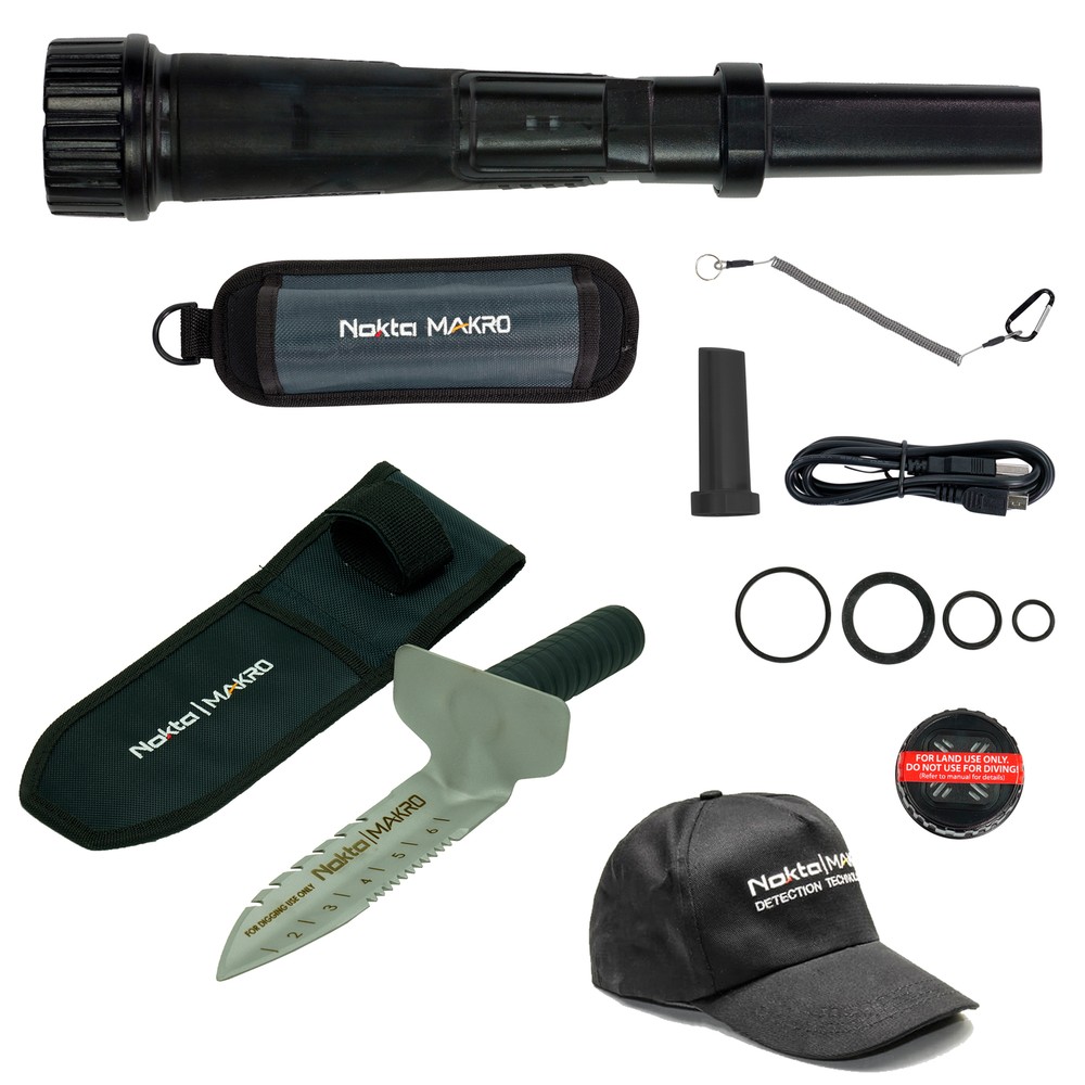 Nokta PulseDive Pinpointer - Black Bundle with Premium Digger and Cap