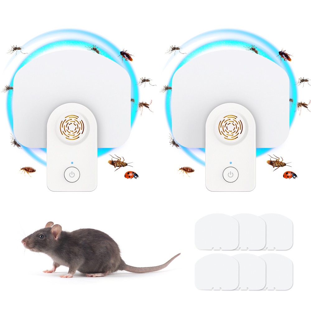 2 White Flying Insect Trap Ultrasonic Pest Repeller US