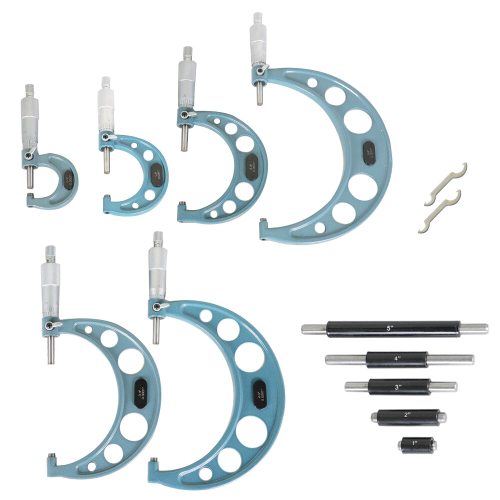 6 Pack 0-6" Precision Outside Micrometer Set 0.0001" Carbide Standards Set