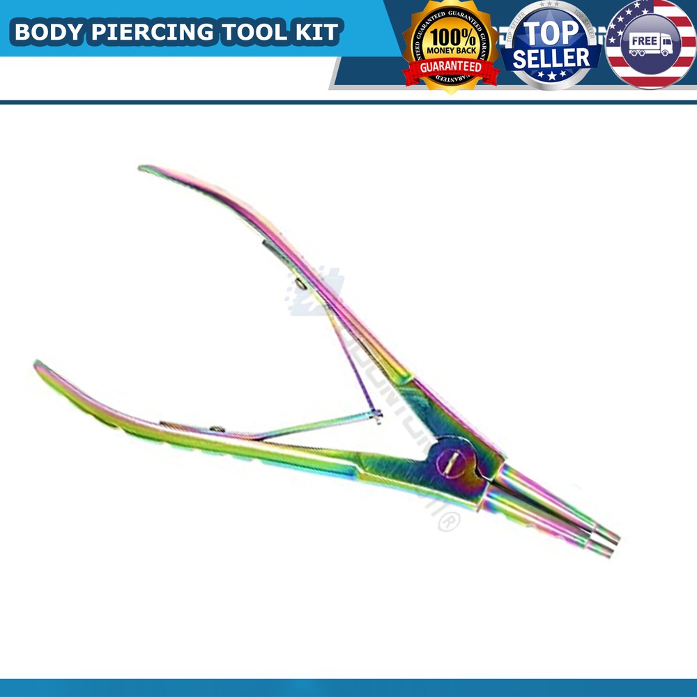 PROFESSIONAL 7 Body Piercing Instruments Kit Tools Penington Forcep MULTI COLOR