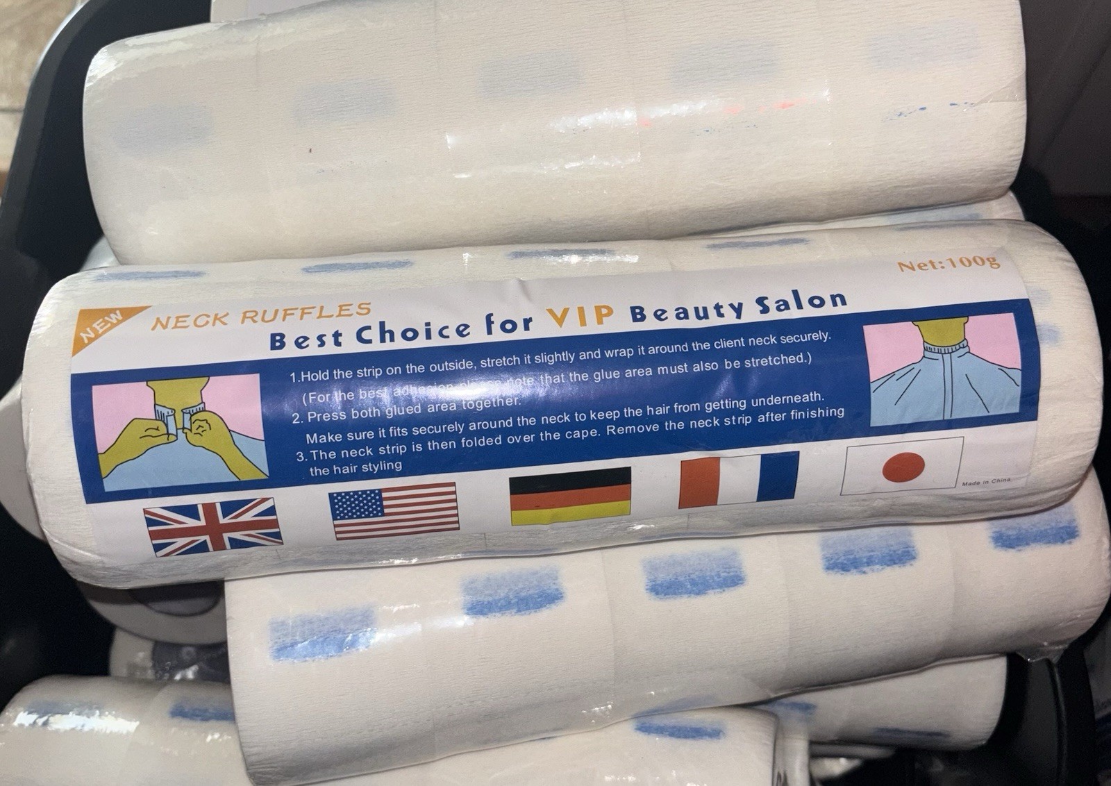 500 Pack Barber Neck Strips Neckbands Paper Roll, Barbershop Supplies, 2.4x11"