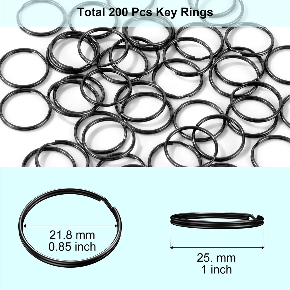 100PCS Split Key Rings Bulk for Keychain and Crafts 1”100Pack, gun black
