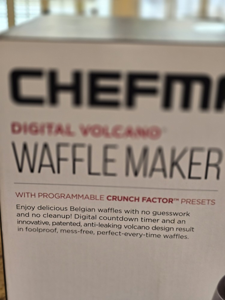 Chefman Digital Volcano Belgian Waffle Maker Crunch Factor Timer Anti-Leak