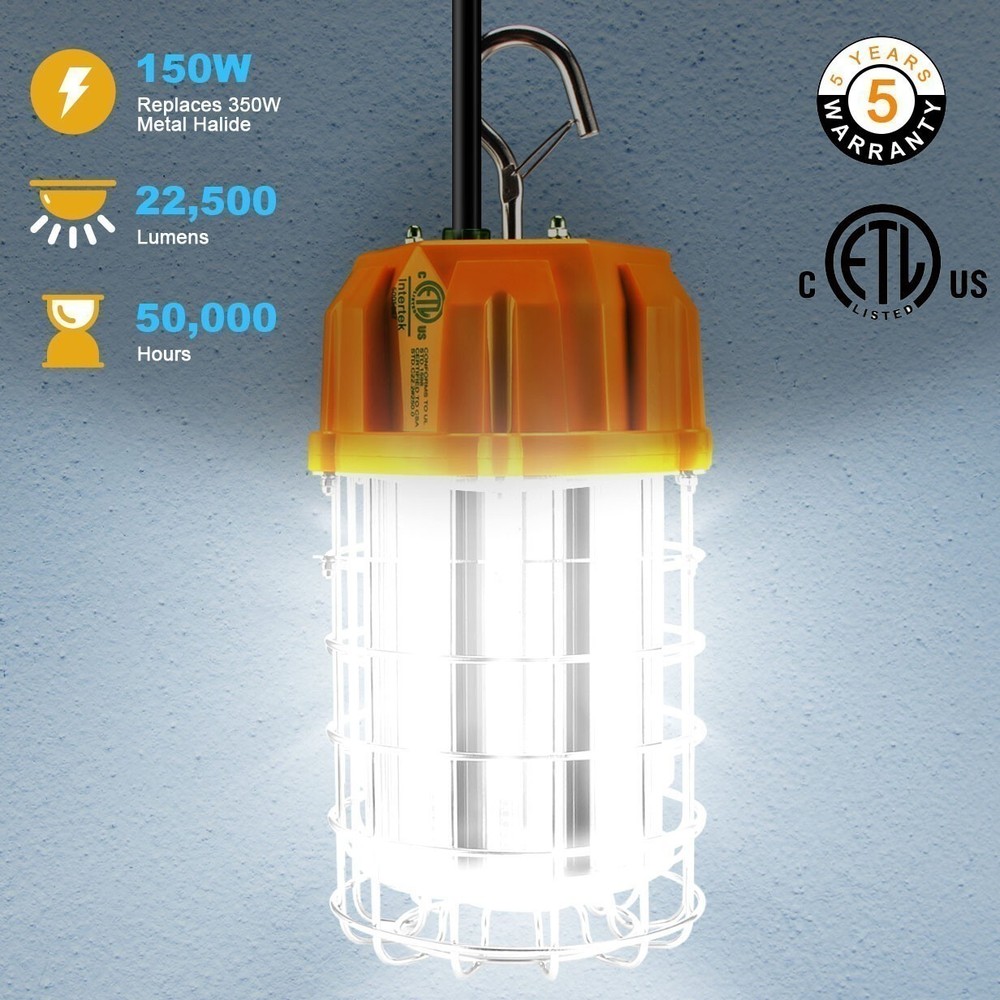 KUKUPPO 150W LED Temporary Work Light Construction Workshop Job Site Lighting