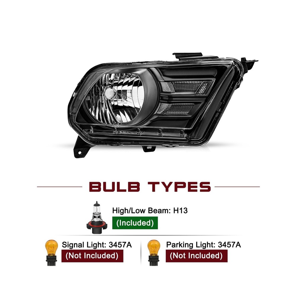 JSBOYAT Halogen Headlight Assembly Replacement w/Bulbs Fit for 2010-2014 Ford...
