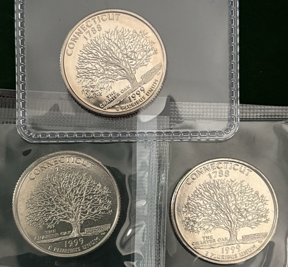 1999 P,D,S Uncirculated Connecticut State Quarters from Mint Sets