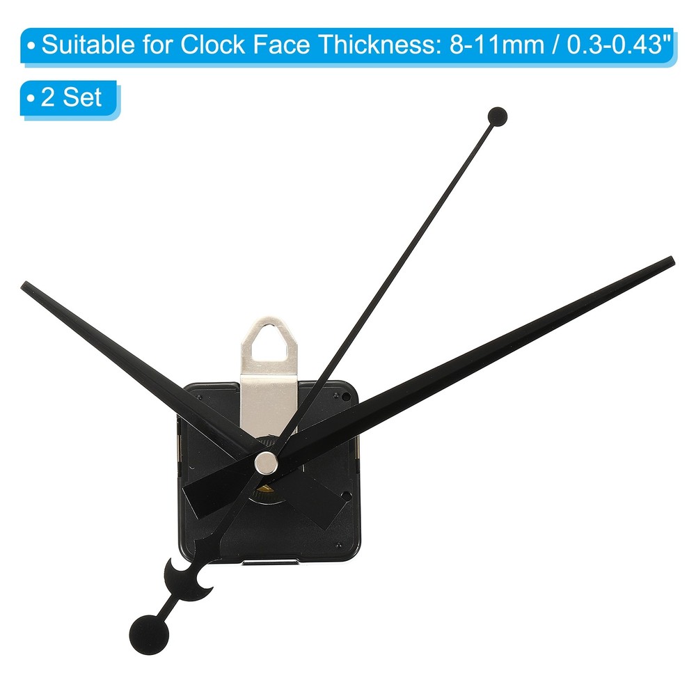 Clock Mechanism Replacement, 2Set Quartz Clock Mechanism DIY Wall Clock, Black