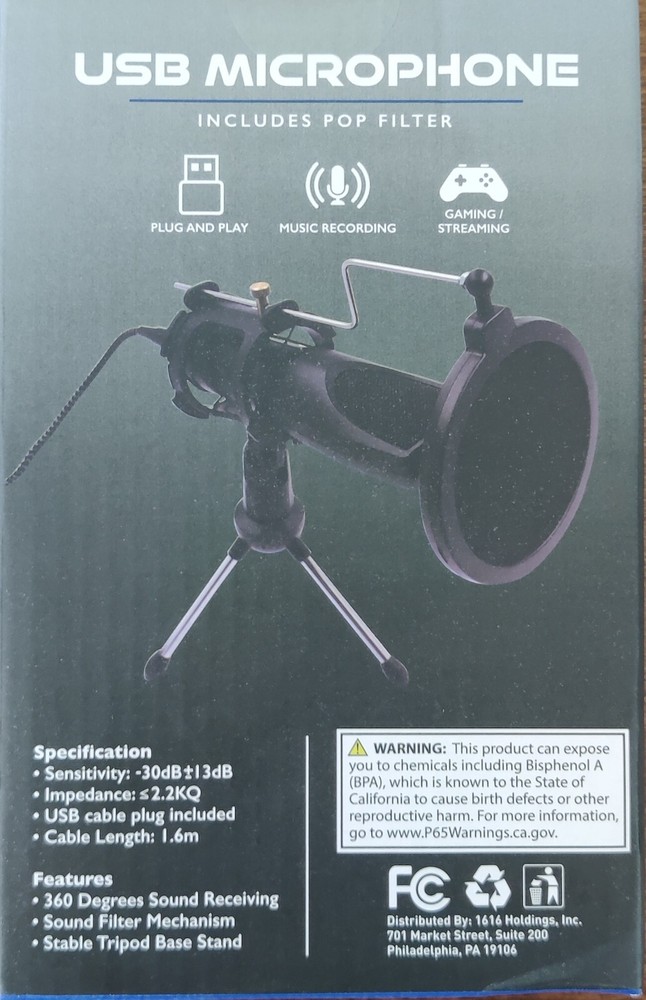 Portable USB Microphone with Special Pop Filter Included