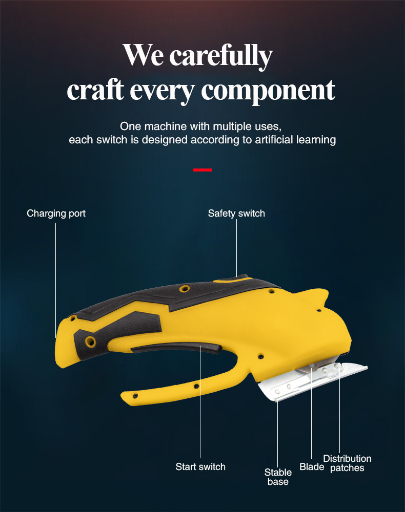 Electric Rechargeable Cordless Automatic Scissors For Cutting Leather Fabric
