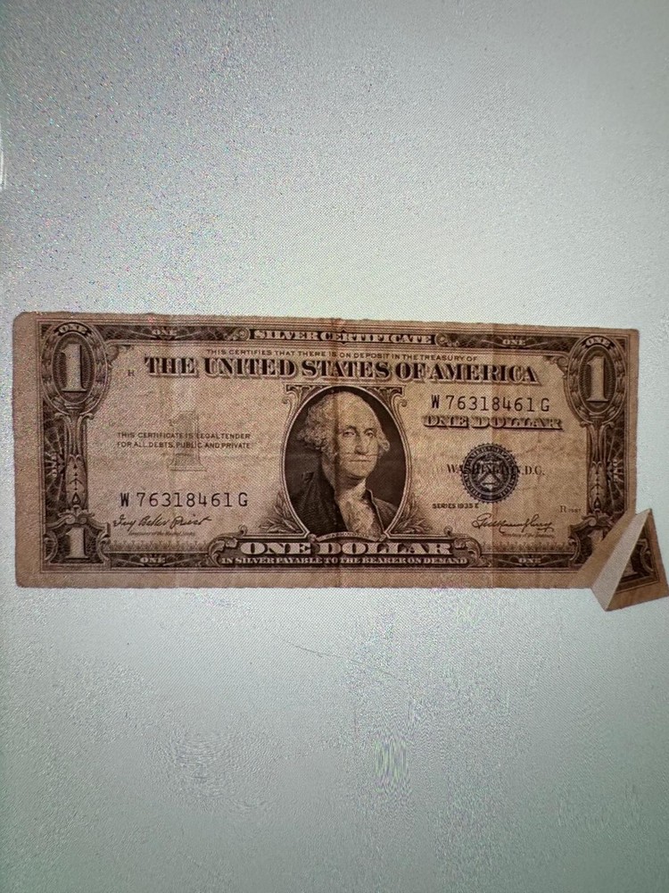 Rare Butterfly Fold Error Silver Certificate Dollar Bill 1935 E $1