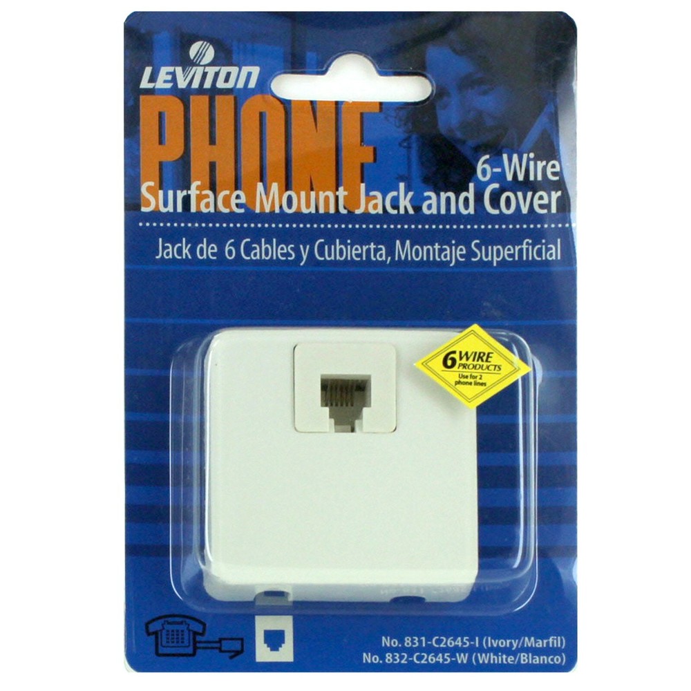 Leviton 6-Wire Surface Mount Jack and Cover C2645W