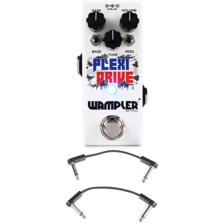 Wampler Plexi-Drive Mini Overdrive Pedal with EBS Patch Cables